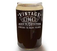 Spotted Dog Company Vintage 1964 Etched 16oz Can Glass - 61st Birthday Gifts for Women Men - Cheers to 61 Years Old - 61st Decorations for her him - Best Engraved Coffee Beer Gift Ideas - Mom Dad 2.0