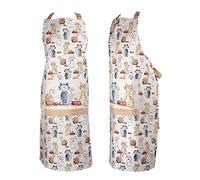 SPOTTED DOG GIFT COMPANY Apron for Women, Kitchen Cooking Apron with Pocket, 100% Cotton Adjustable, Cute Cat & Mouse Themed Gifts for Cat Lovers