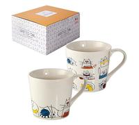 SPOTTED DOG GIFT COMPANY Cat Mugs Set of 2 - 380ml Ceramic China Coffee Mugs & Tea Cups, Funny Cartoon Cats Themed | Cat Gifts for Women, Couple Gifts, Christmas or Birthday Presents