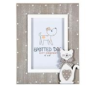 SPOTTED DOG GIFT COMPANY Cat Photo Frame, Wooden 4 x 6 Picture Frame for Wall Hanging or Tabletop Display, Cute Home Room Decor, Gifts for Cat Lovers & Pet Owners, Portrait - White Grey