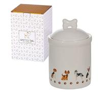 SPOTTED DOG GIFT COMPANY Ceramic Storage Jar with Lid, Cute Kitchen Canister Pet Food Container, Dog Treat Jar, Animal Themed Kitchen Decor Accessories, Gifts for Dog Lovers - 1L