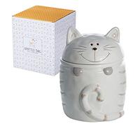 SPOTTED DOG GIFT COMPANY Ceramic Storage Jar with Lid, Kitchen Canister for Food, Tea Coffee Sugar Treats, Cute Novelty Cat Themed Kitchen Accessories, Cat Gifts for Women Men (500ml, White)