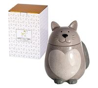 SPOTTED DOG GIFT COMPANY Cookie Jar, Ceramic Biscuit Barrel, Food Storage Jar, Cute Novelty Kitchen Canister with Lid, Cat Themed Kitchen Accessories Gifts for Cat Lovers (1.3L, Grey)