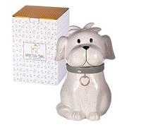 SPOTTED DOG GIFT COMPANY Cookie Jar with Lid, Biscuit Barrel, Large Ceramic Novelty Treat Jar, Cute Kitchen Accessories and Gifts for Dog Lovers Owners - Women Men (White) 1.4L
