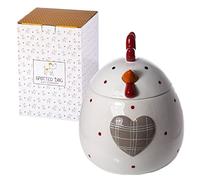 SPOTTED DOG GIFT COMPANY Cookie Jar with Lid, Ceramic Biscuit Barrel, Large Storage Container, Cute Novelty Chicken Kitchen Accessories & Decor, Chicken Gifts for Animal Lovers (White)