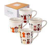 SPOTTED DOG GIFT COMPANY Dog Mugs Set of 4 - Large 380ml Ceramic China Coffee Mugs & Tea Cups - Cute Dogs Breed Themed | Dog Lover Gifts & Presents for Women & Men