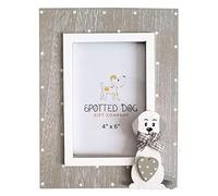 SPOTTED DOG GIFT COMPANY Dog Photo Frame, Wooden 4 x 6 Picture Frame for Wall Hanging or Tabletop Display, Cute Home Room Decor, Gifts for Dog Lovers & Pet Owners, Portrait - White Grey