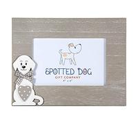 SPOTTED DOG GIFT COMPANY Dog Photo Frame, Wooden 6 x 4 Picture Frame for Wall Hanging or Tabletop Display, Cute Home Room Decor, Gifts for Dog Lovers & Pet Owners, Landscape - White Grey