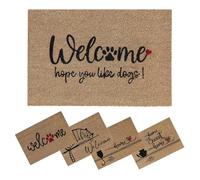 SPOTTED DOG GIFT COMPANY Door Mat Indoor Outdoor Coir Welcome Doormat for Inside Outside Front Door Entrance Mats 60 x 40cm, Non Slip Dog Themed Home Decor Gift for Dog Lovers Owners