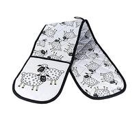 SPOTTED DOG GIFT COMPANY Double Oven Gloves, Heat Resistant Oven Gloves Mitts for Home Cooking & Baking, Cute Black & White Sheep Themed Kitchen Accessories, Sheep Gifts for Animal Lovers Women Men