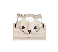 SPOTTED DOG GIFT COMPANY Drink Coasters Set of 6 Wooden Cat Coasters with Holder for Drinks, Cups and Mugs, Cute Themed Home Decor Kitchen Gifts for Cat Lovers Women Men Kids (Natural)