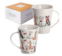 SPOTTED DOG GIFT COMPANY Mugs Set of 2 Dog Mugs, Cute Ceramic Porcelain China Cups for Coffee and Tea, Microwave and Dishwasher Safe, Gifts for Dog Lovers Women Men 360ml