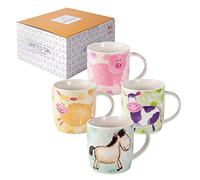 SPOTTED DOG GIFT COMPANY Mugs Set of 4 Animal Cups for Coffee and Tea, Ceramic Porcelain China with Cute Pig, Sheep, Cow & Horse Themed Designs, Gifts for Animal Lovers of All Ages - 350ml