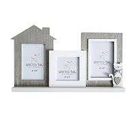 SPOTTED DOG GIFT COMPANY Multi Photo Frame 6x4 and 4x4, Wall Hanging or Tabletop Display, Wooden Cat Picture Frames for 3 Photos, Cute Home Decor Gifts for Cat Lovers Pet Owners - White Grey