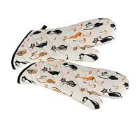 SPOTTED DOG GIFT COMPANY Oven Gloves Heat Resistant Oven Mitts Potholders for Grilling, Cooking, Baking, Microwave - Cute Black Cat Themed Kitchen Accessories and Gifts for Cat Lovers Women Men