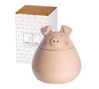 SPOTTED DOG GIFT COMPANY Pig Cookie Jar with Lid, Ceramic Biscuit Barrel, Large Food Storage Container, Cute Novelty Kitchen Canister, Gifts for Animal Lovers Women Men (1.6L)