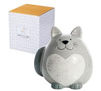 SPOTTED DOG GIFT COMPANY - Piggy Bank Money Box Cute Fat Cat Themed Ceramic Savings Bank for Kids and Adults, Gifts for Cat Lovers of all Ages (Grey)