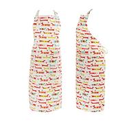 SPOTTED DOG GIFT COMPANY Sausage Dog Apron, Kitchen Cooking Apron with Pocket, 100% Cotton, Adjustable Dachshund Dogs Themed Gifts for Dog Lovers Women Men