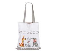 SPOTTED DOG GIFT COMPANY Shopping Bag Foldable Reusable Tote Bag for Women with Long Staps 100% Cotton Canvas Cute Dogs Themed Fabric Bag, Gift for Dog Lovers Owners