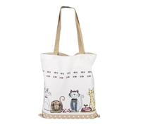 SPOTTED DOG GIFT COMPANY Shopping Bag Foldable Reusable Tote Bag for Women with Long Staps 100% Cotton Canvas Cute Cats Themed Fabric Bag, Gift for Cat Lovers Owners Cat Mums