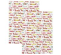 SPOTTED DOG GIFT COMPANY Tea Towels for Kitchen, Pack 2 pcs Dish Towels 100% Cotton Absorbent, 70 x 50cm, Cute Sausage Dog Themed Kitchen Accessories & Dachshund Gifts for Dog Lovers
