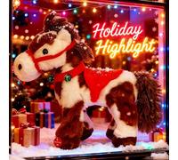 Spotted Electric Plush Horse - Interactive Walking Spotted Colt with Joyful Neighing Sounds, Soft Adorable Plushie Red Saddle Jingle Bell, Stuffed Animal Christmas Birthday Gifts for Kids (1pc)