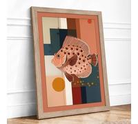 Spotted Fish Modern Mid-Century Framed Wall Art Print A3 (42×29.7cm) Oak, Wall Decor for Living Room, Bedroom, Office & Home, Ready to Hang, Art Gift