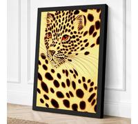 Spotted Leopard Study Boho Canvas Wall Art Print 18x12 Inch (46 x 30 cm)
