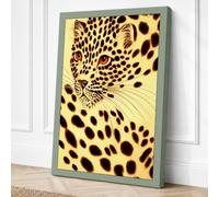 Spotted Leopard Study Boho Canvas Wall Art Print 30x20 Inch (76 x 51 cm)