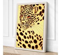 Spotted Leopard Study Boho Canvas Wall Art Print 30x20 Inch (76 x 51 cm)
