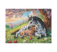 Spotted Mare with Her Foal 500 Piece Jigsaw Puzzle Pack Teens Beginners Cognitive Development Puzzle Fans Group Play Anniversary Recycled Cardboard 500 PCS