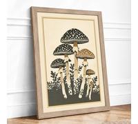 Spotted Mushroom Study Botanical Framed Wall Art Print A2 (59.4×42cm) Oak, Wall Decor for Living Room, Bedroom, Office & Home, Ready to Hang, Art Gift