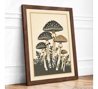 Spotted Mushroom Study Botanical Framed Wall Art Print A2 (59.4×42cm) Walnut, Wall Decor for Living Room, Bedroom, Office & Home, Ready to Hang, Art Gift
