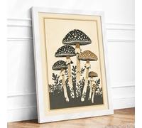Spotted Mushroom Study Botanical Framed Wall Art Print A2 (59.4×42cm) White, Wall Decor for Living Room, Bedroom, Office & Home, Ready to Hang, Art Gift