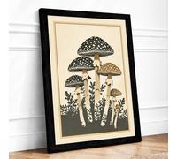 Spotted Mushroom Study Botanical Framed Wall Art Print A4 (29.7×21cm) Black, Wall Decor for Living Room, Bedroom, Office & Home, Ready to Hang, Art Gift