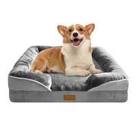 Spotted Play Orthopedic Dog Bed with Sides - Dog Sofa Beds for Medium Dogs, Supportive Foam Pet Couch Bed with Washable Removable Cover, Waterproof Lining and Non-Slip Bottom, Grey - M
