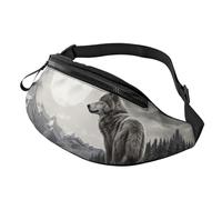 Spotted tiger Fanny Pack for Women Men Fashion Waist Pack Adjustable Belt Bag for Workout Running Travelling Casual Waist Bag, Snow Mountain Lone Wolf, One Size