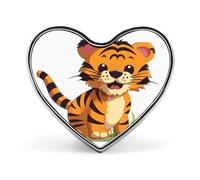 Spotted Tiger Heart Shape Lapel Pin Personalized Pinback Button Badges Retro Punk Button Pin Kawaii Heart Badges for Men Women Clothes Bags Hats & Gift