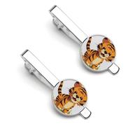 Spotted Tiger Tie Clip Set Personalized Tie Clips for Men Business Fashion Designs,Tie Bar for Wedding Anniversary Business