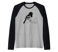 Spotted Towhee Line Art Birdwatcher Raglan Baseball Tee