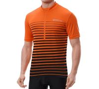 Spotti Men's Cycling Bike Jersey Short Sleeve with 3 Rear Pockets- Moisture Wicking, Breathable, Quick Dry Biking Shirt - Orange - XXXL