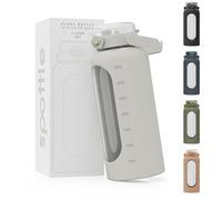 spottle 2 L Glass Water Bottle with Straw - Large 2L Water Bottle with Food-Grade Silicone Sleeve - Leak-Proof, Dishwasher Safe, BPA-Free