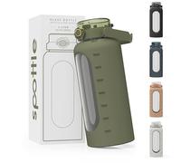 spottle 2 L Glass Water Bottle with Straw - Large 2L Water Bottle with Food-Grade Silicone Sleeve - Leak-Proof, Dishwasher Safe, BPA-Free