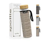 spottle Glass Tea Bottle with Stainless Steel Infuser - Double Walled Borosilicate Glass, Cold Brew Water Bottle with Neoprene Sleeve, Dishwasher Safe, 1L