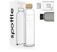 spottle Glass Water Bottle 500ml - 750ml - 1 Litre - Borosilicate 1L with Lid, BPA Free, for Home, Fridge & Dishwasher Safe, Ideal for All Beverages