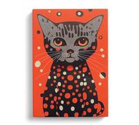 Spotty Cat Abstract Red, Brown, Brown Canvas Print for Living Room Bedroom Home Office Décor, Wall Art Picture Ready to Hang, 30x20 Inch (76x50 cm)