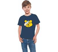 Spotty Day T-Shirts - Pudsey Inspired Bear Design for Children Support in Need, Kids' School Spot Face Tee for Men & Women Navy