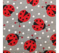 Spotty Dotty Ladybirds Insects Polka Dots Polar Fleece Anti Pil Fabric - Per Metre (Grey)