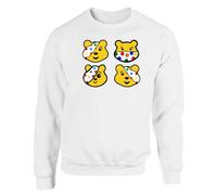 Spotty Mens Sweatshirt Boys Pullover Party Jumper Yellow Bear Face Spotty School Unisex Gift Girls Kids Sweat Top Printed Design White - Youth Medium (Age 7-8)