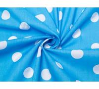 Spotty Print Polycotton Dress Fabric Turquoise & White - per metre